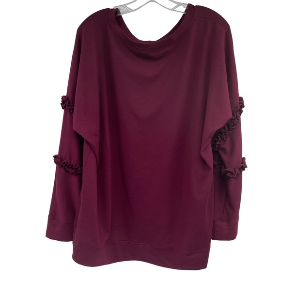 Relativity Ruffle Sleeves Top Burgundy Size 2X - Picture 7 of 11